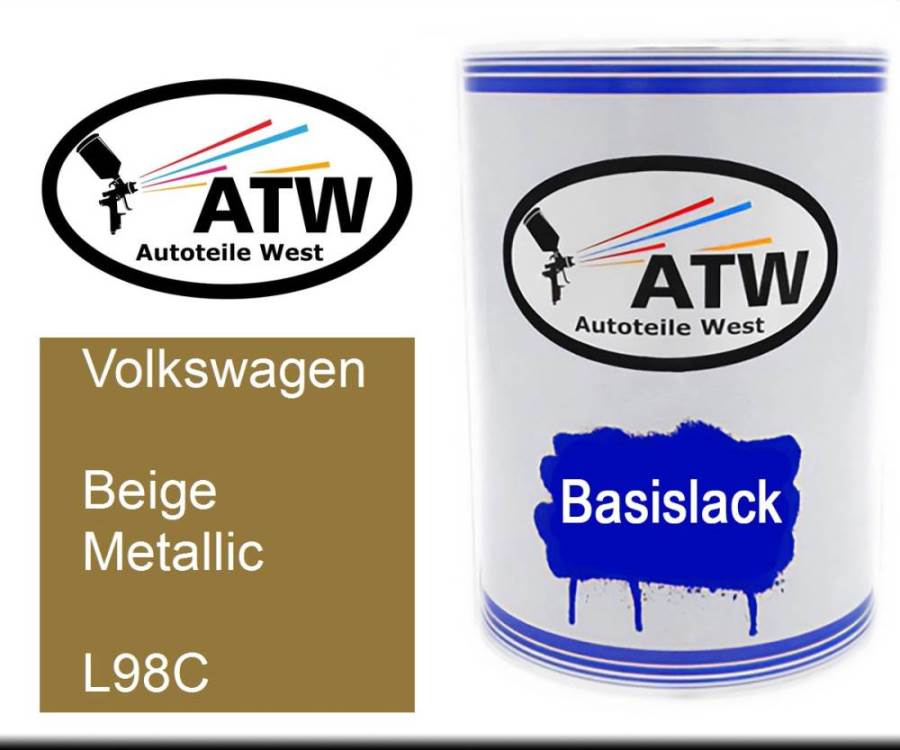 Volkswagen, Beige Metallic, L98C: 500ml Lackdose, von ATW Autoteile West.